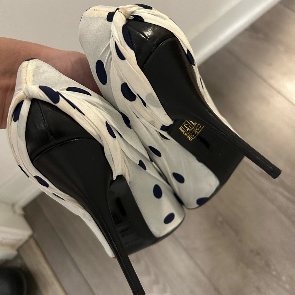 Balenciaga Knife Polka Dot Satin + Leather Pump Heels *BARELY WORN* - Picture 10 of 10